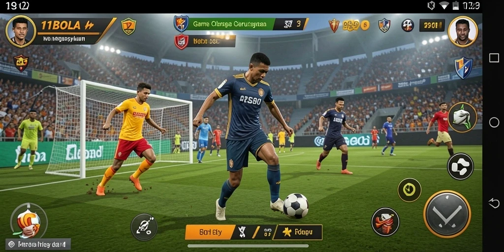 Tampilan gameplay menegangkan dalam pertandingan sepak bola di 11BOLA.