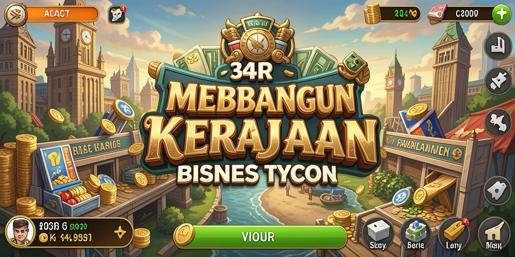 Screenshot utama 34R menampilkan gameplay Tycoon yang penuh strategi.