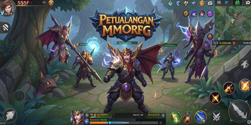 Tampilan gameplay epik di dunia fantasi 555F.