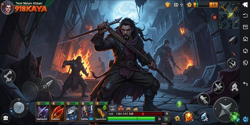 Screenshot gameplay <strong>918KAYA</strong> yang memperlihatkan suasana mencekam dan lingkungan horor.