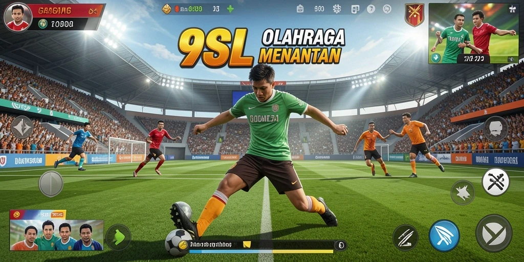 Screenshot utama 9SL menampilkan gameplay seru olahraga.