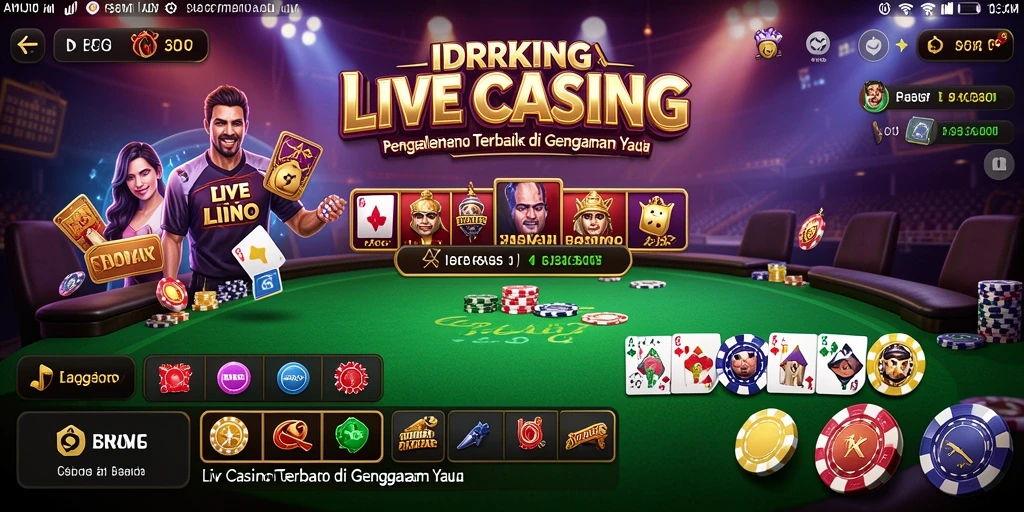 Screenshot gameplay IDRKING dengan dealer langsung dan suasana kasino nyata.