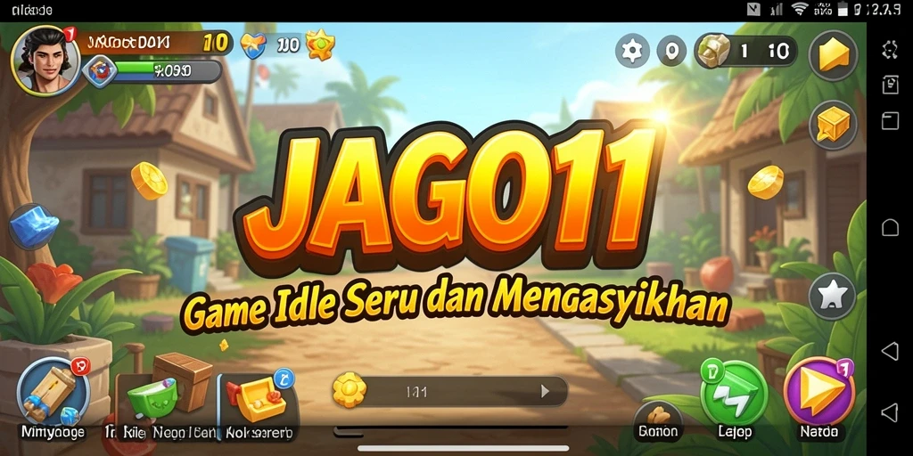 Screenshot gameplay JAGO11 menampilkan karakter yang sedang mengumpulkan sumber daya.
