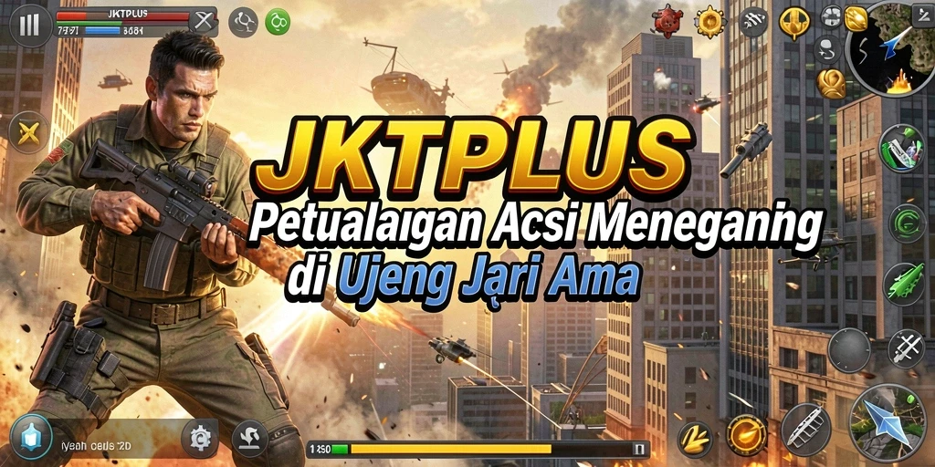 Tangkapan layar utama JKTPLUS menunjukkan aksi seru dan intens gameplay.
