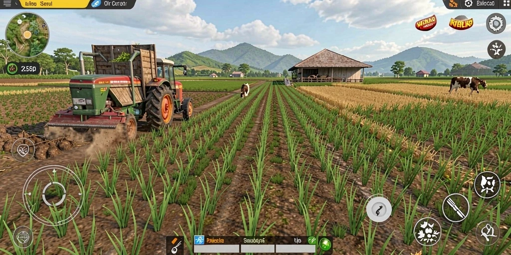 Tampilan menarik dari gameplay Farming di RP8 dengan berbagai aktivitas pertanian.
