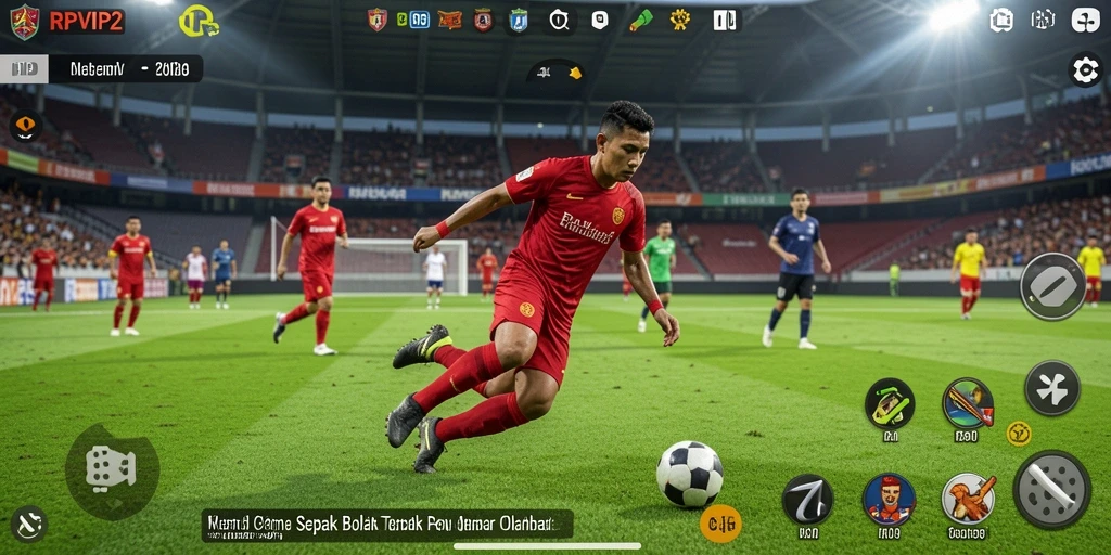 Screenshot RPVIP2 menunjukkan momen seru dalam pertandingan sepak bola.