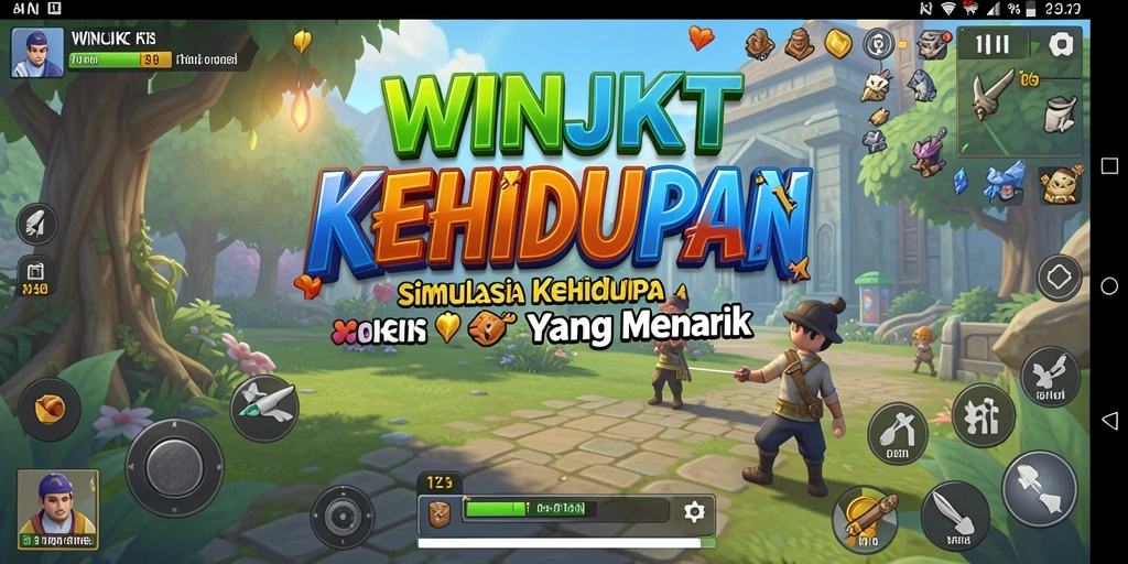 Tampilan gameplay WINJKT yang menampilkan interaksi karakter dan lingkungan.