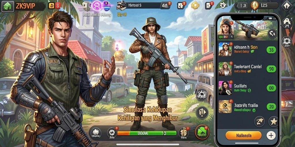 Screenshot utama ZK9VIP menampilkan gameplay simulasi yang menarik dan interaktif.